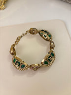 Premium Brass Adjustable Moissanite & Doublet Stones Work Adjustable Bracelet (Emerald)