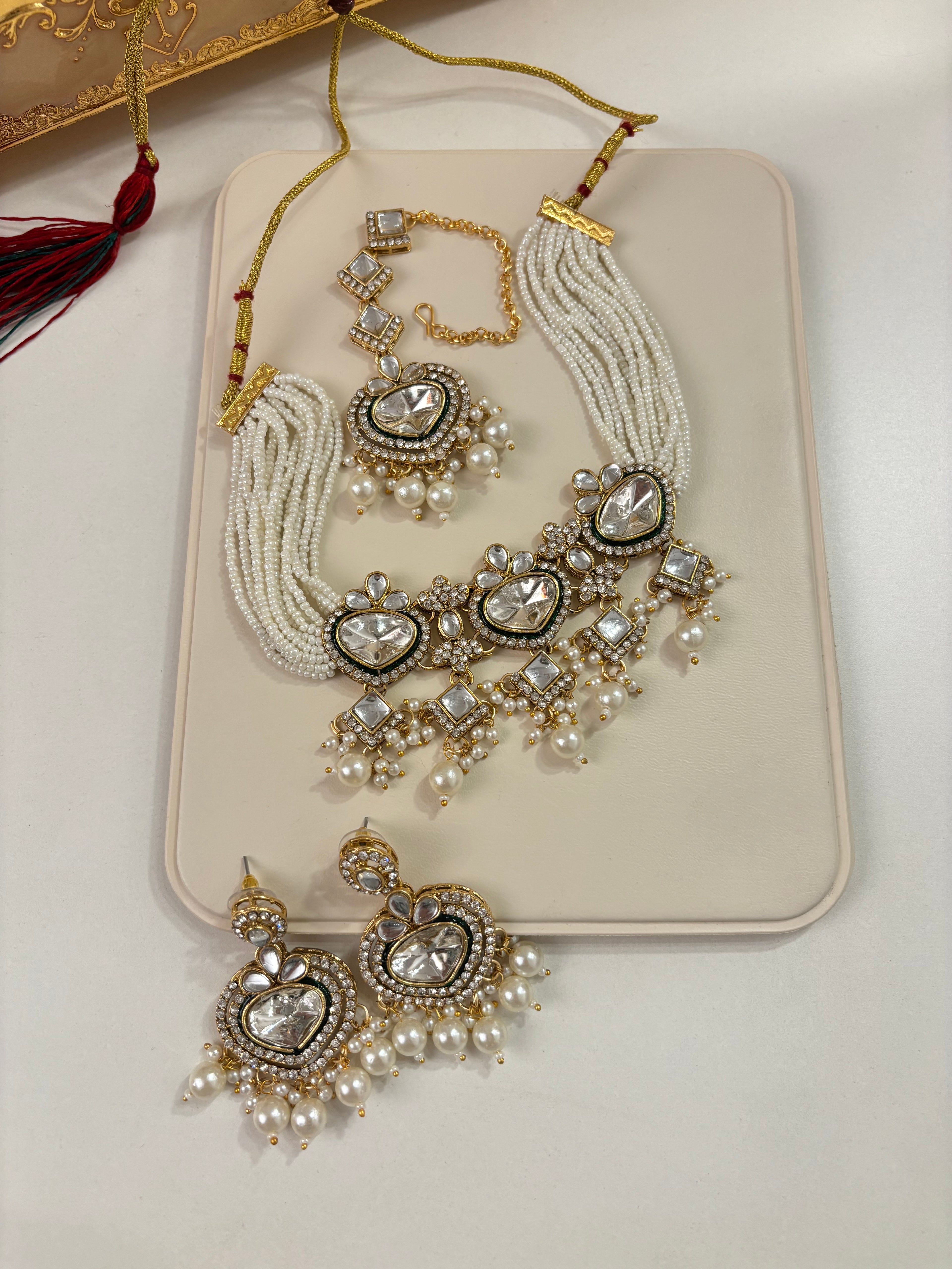 High Quality Designer Choker Set With Mang Tikka & Earrings