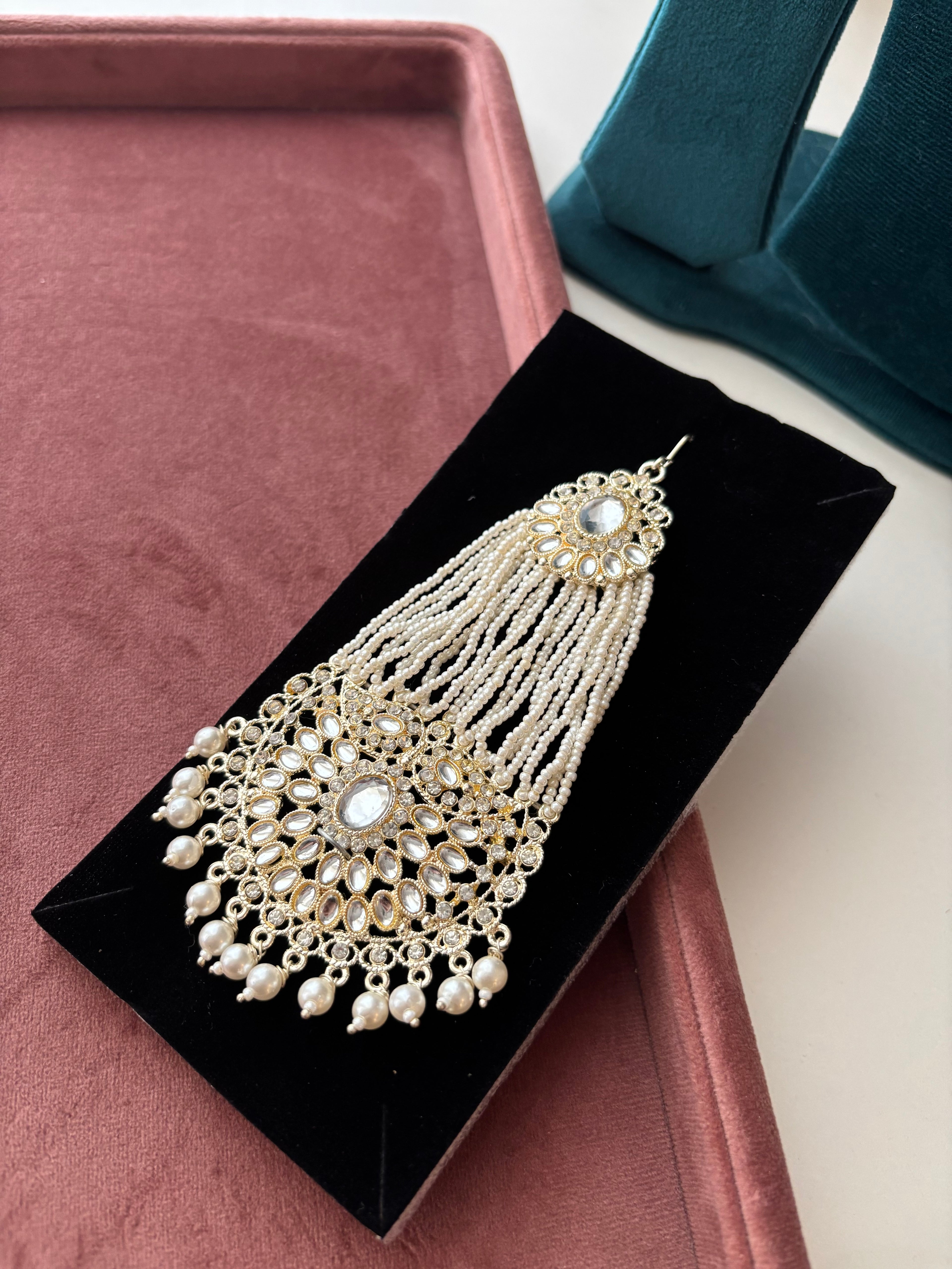 Mughal Jhumar Full Stones, Kundan & Pearl Touch✨ Design-4