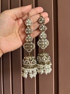 High Quality Designer Pearl Touch Kundan Jhumkas With Sahara