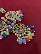 High Quality Designer Multi Peacock Mang Tikka With Earrings