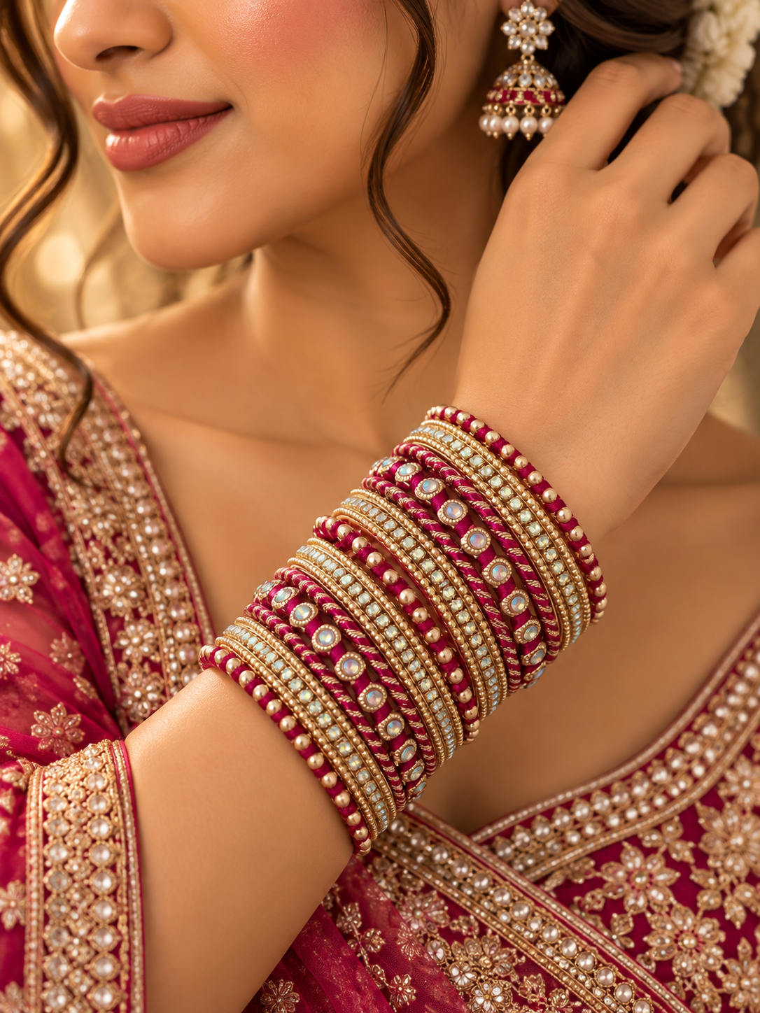 Premium Bangles Set (Dark Wine)