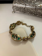 Premium Brass Adjustable Moissanite & Doublet Stones Work Adjustable Bracelet (Emerald)