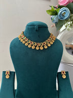 Sleek Ruby & Emerald Touch Laxmi Necklace With Earrings