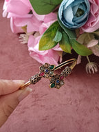 Flower Almond Oxidised Openable Bracelet