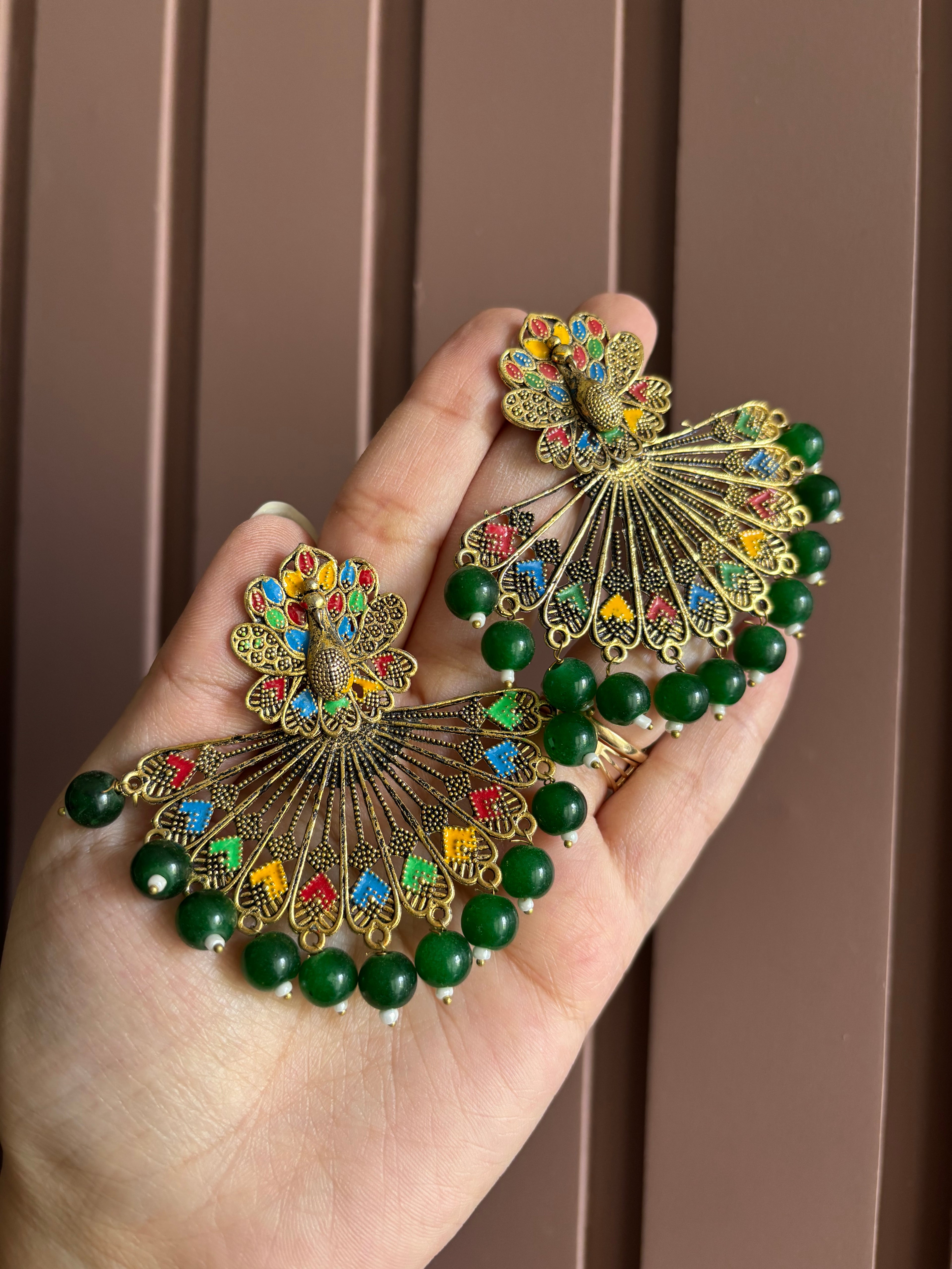 Peacock Green Earrings