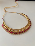 Sleek Gold Look Like Ruby Necklace With Jhumki
