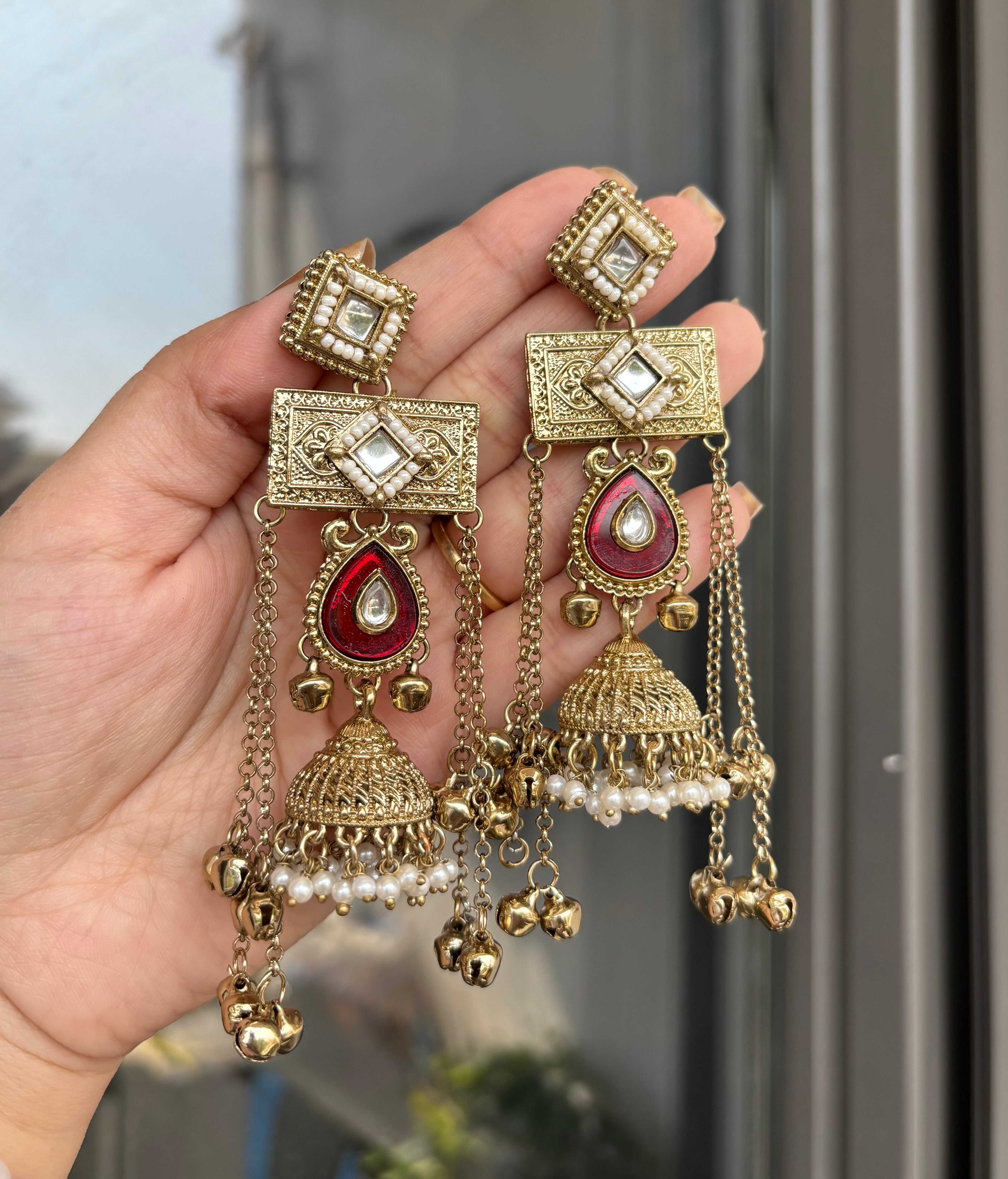 Noor Kashmiri Designer Earrings (Maroon)