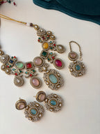 Princess Elsa Sabya Inspired Necklace With Mang Tikka & Earrings (Multi)