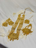 Royal Punjabi Style Gold Look Like Rani Haar With Mang Tikka Long Earrings & Jhumar