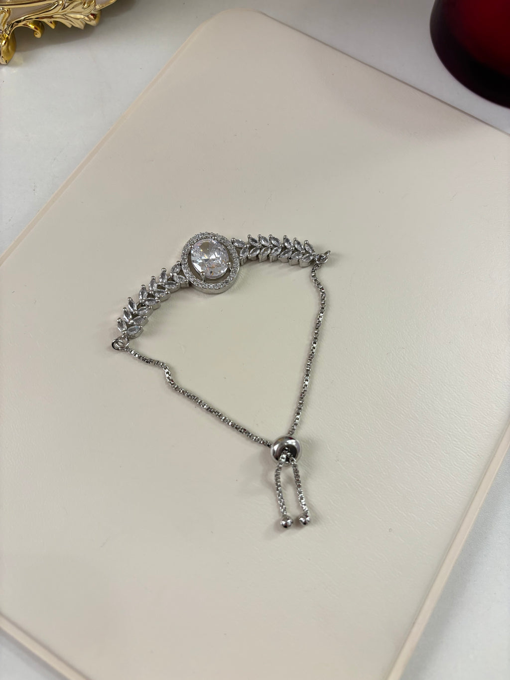 Oval American Diamond Adjustable Bracelet