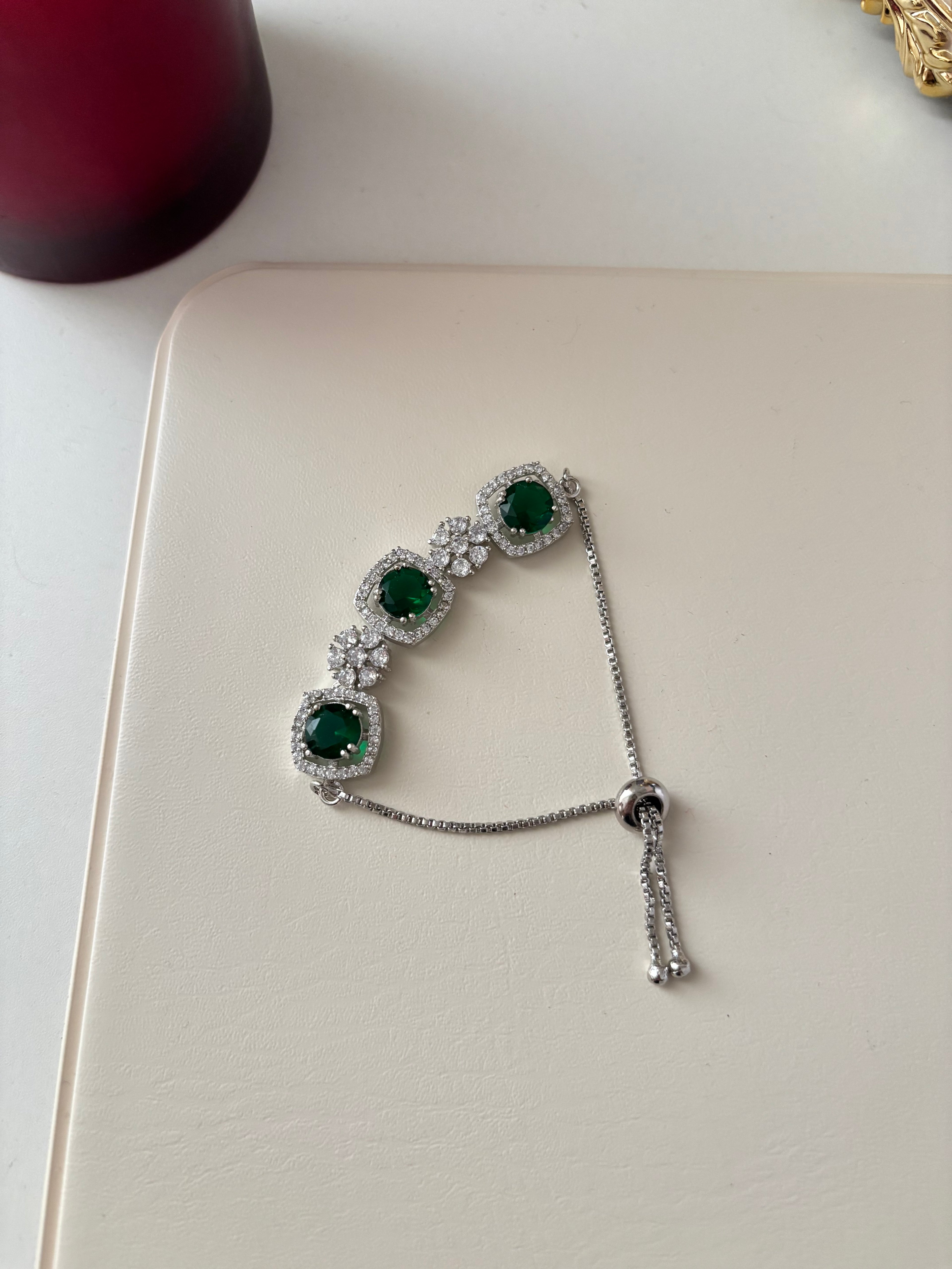 Square Soilitare American Diamond Adjustable Bracelet