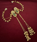 Priyanka Kashmiri Long Layer Earrings With Detachable Side Layer ( Green )