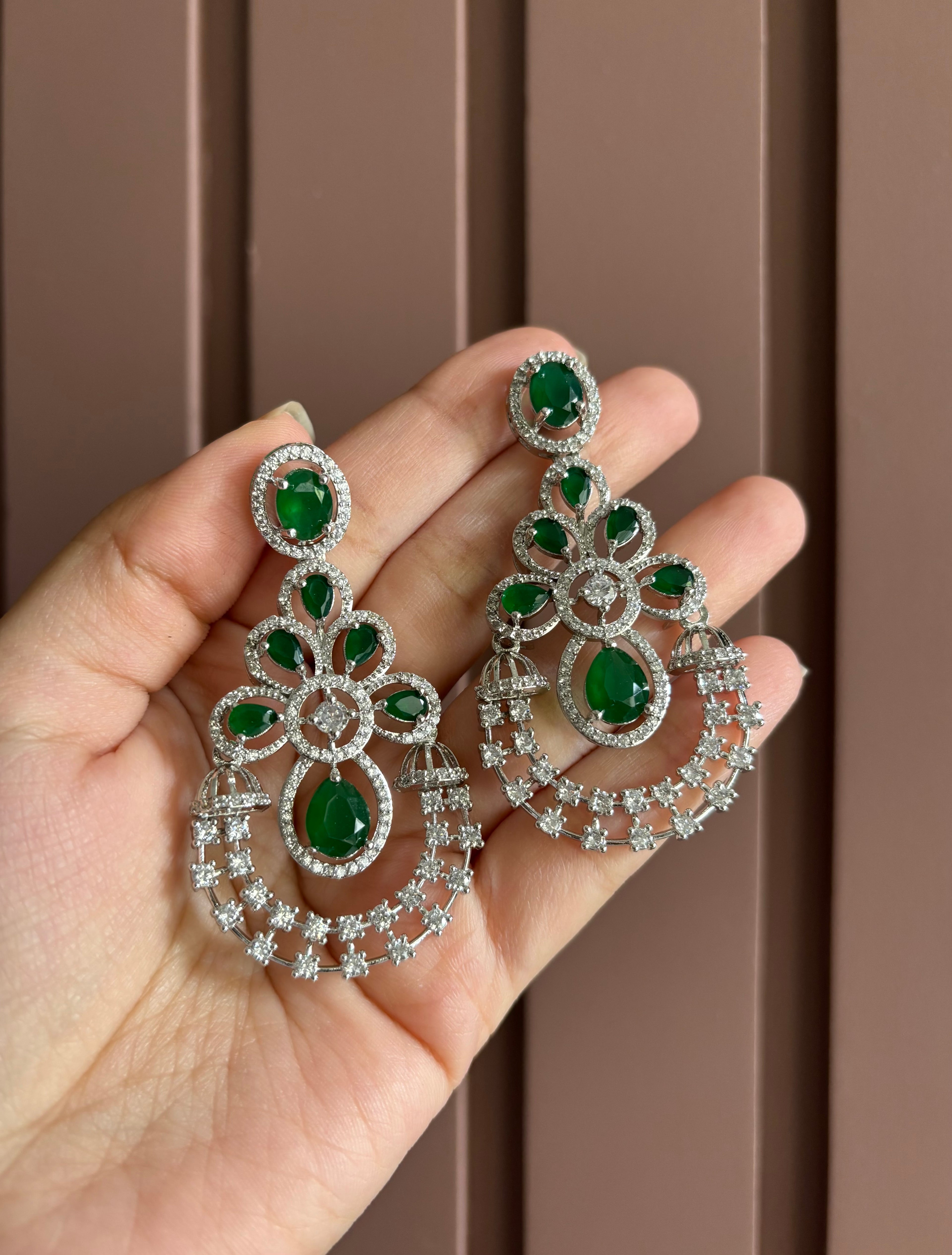 Scarlet American Diamond Earrings (Green)