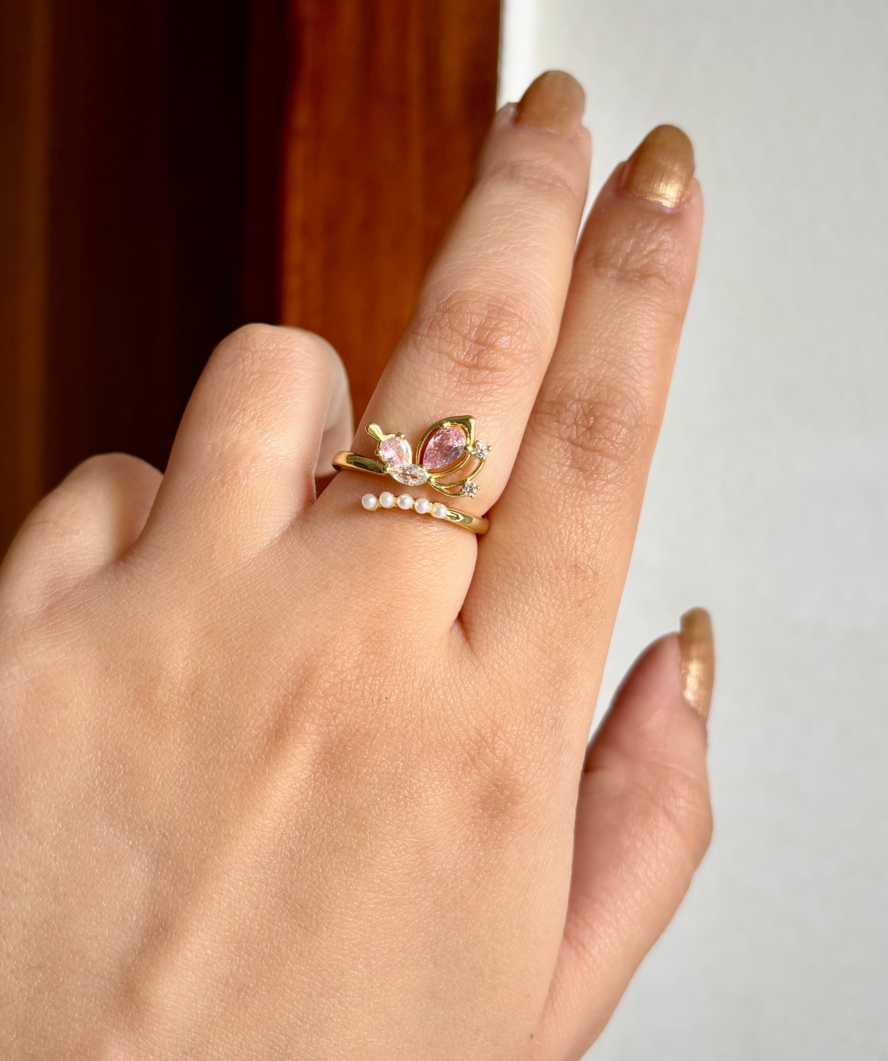 Pink Wings Adjustable Ring