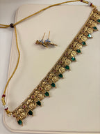 Emerald Laxmi Necklace With Stud