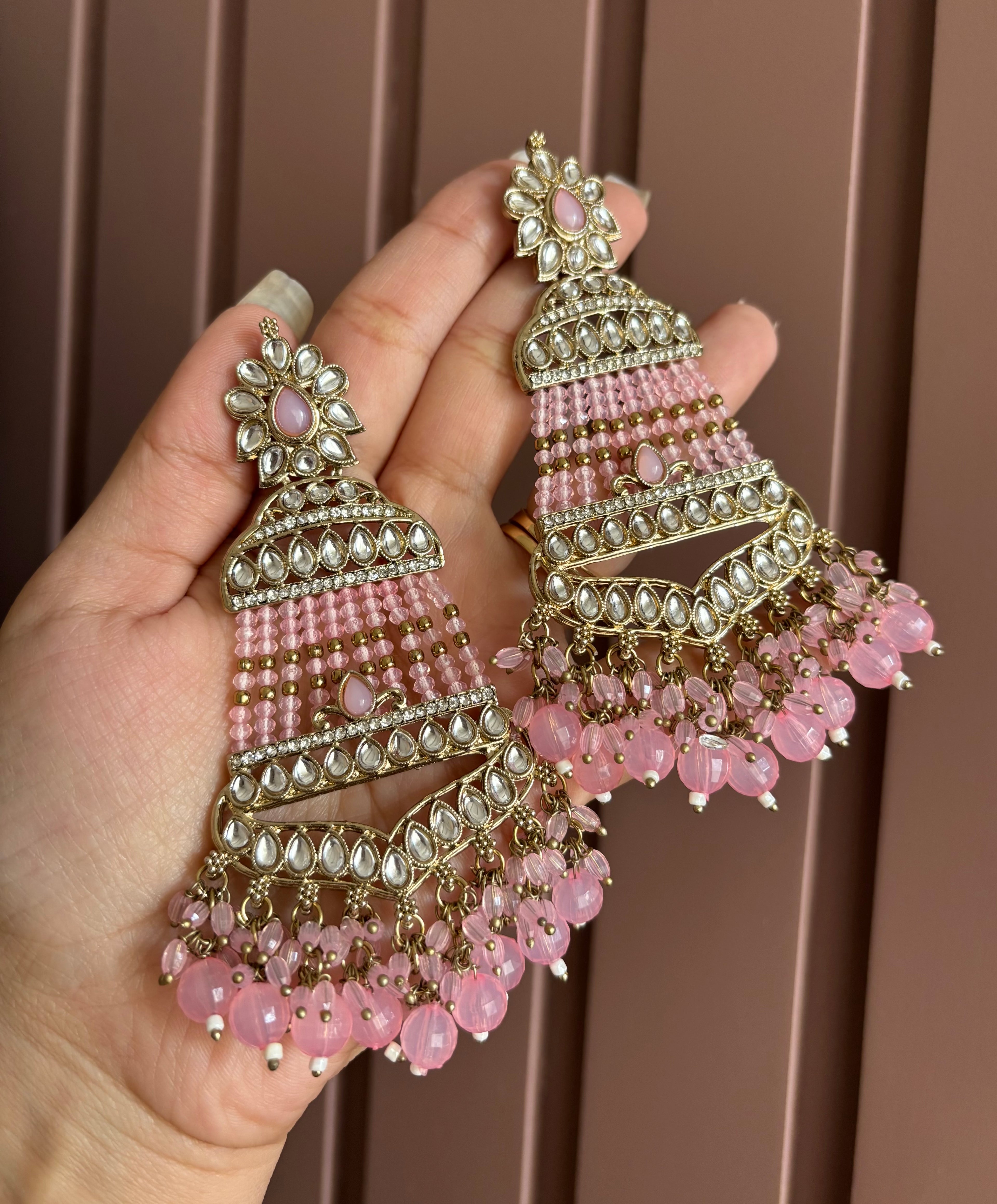 Tanisha Long Earrings (Baby Pink)