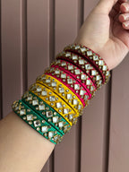 Silk Thread & Kundan Touch Bangles Pair