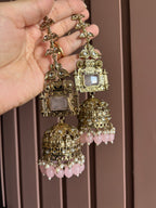 Champa Heavy Look Jhumkas With Sahara (Baby Pink)