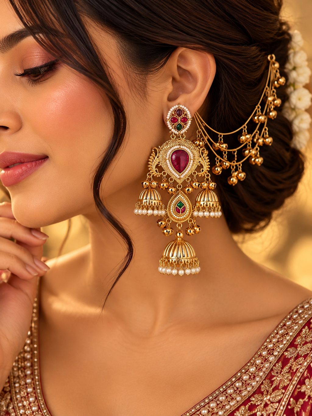 Rashmika Kashmiri Jhumkas With Detachable Earchain