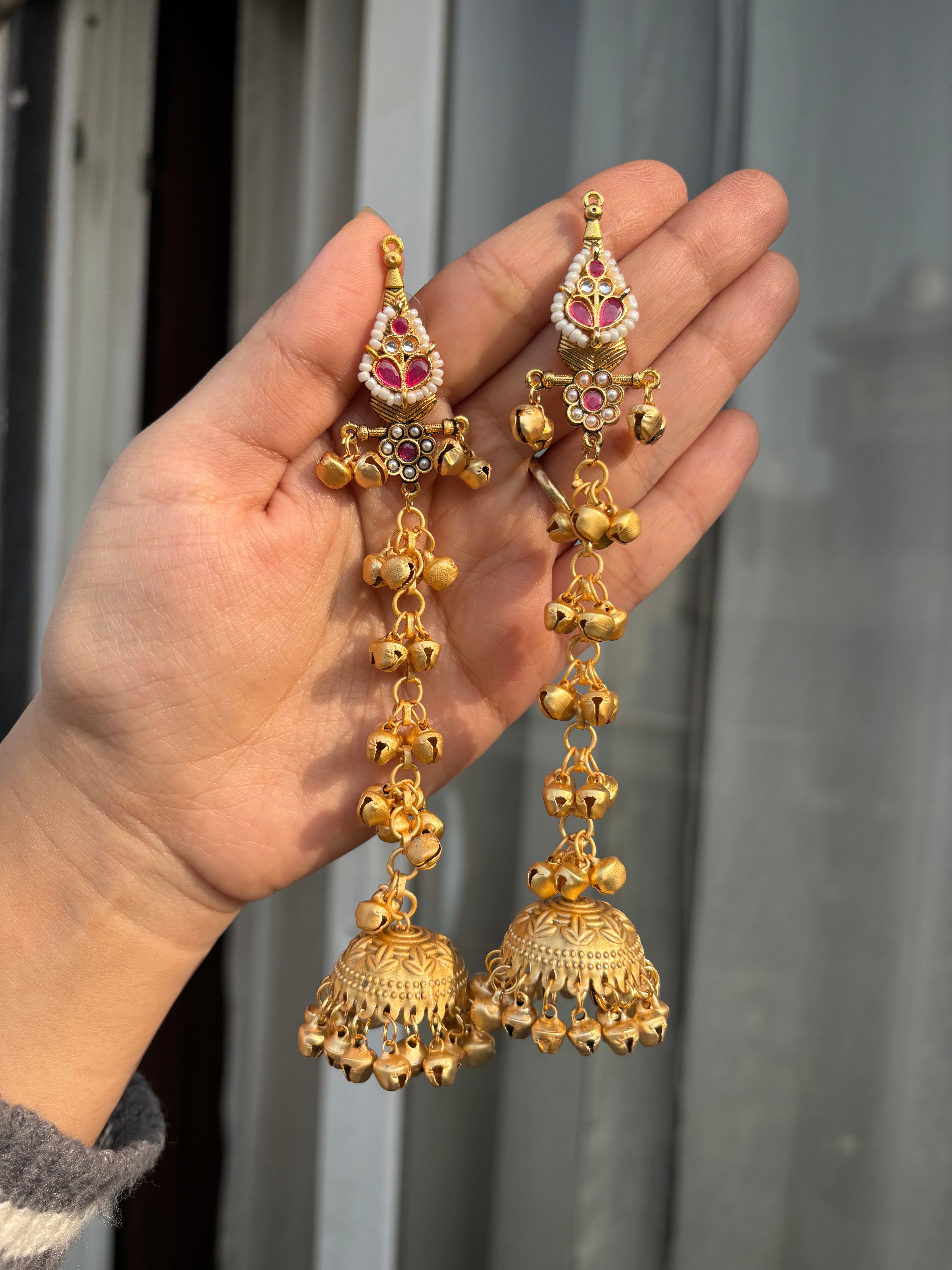 Red Long Kashmiri Jhumkas