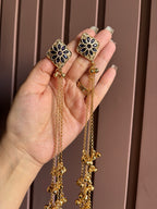 Navy Blue Kashmiri Long Earrings