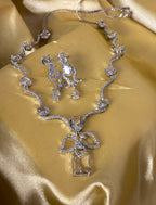 Angel American Diamond Sleek Necklace With Earrings