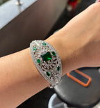 Emerald American Diamond Openable Bracelet ￼