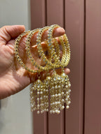 High Quality Designer Full Mirror Work Bangles With Latkan ( Set Of 4 )