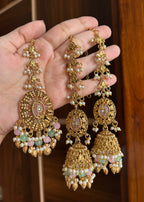 Sonal Punjabi Style Mang Tikka & Jhumkas With Sahara (Pink/Mint)