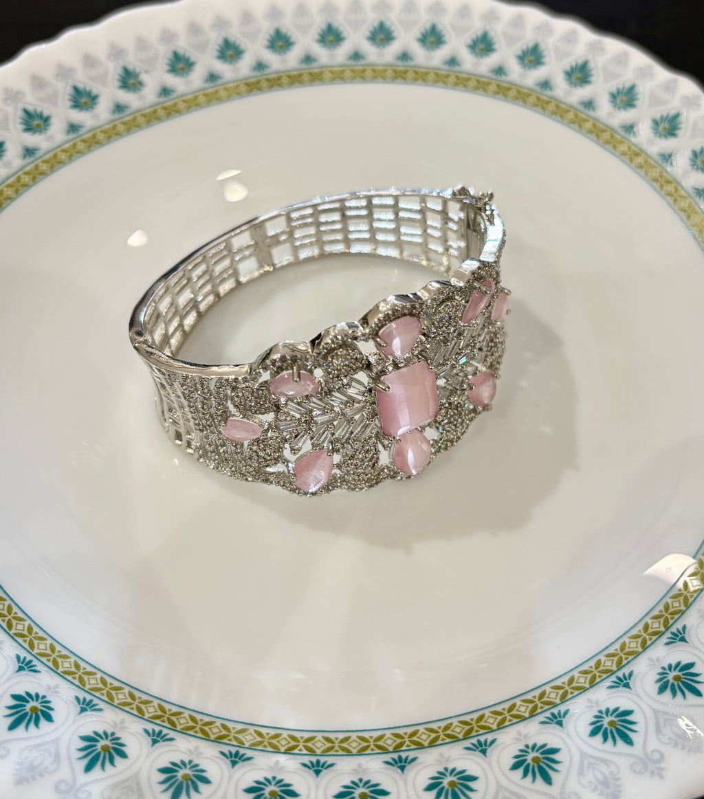Maria American Diamond Openable Bracelet ( Pink )