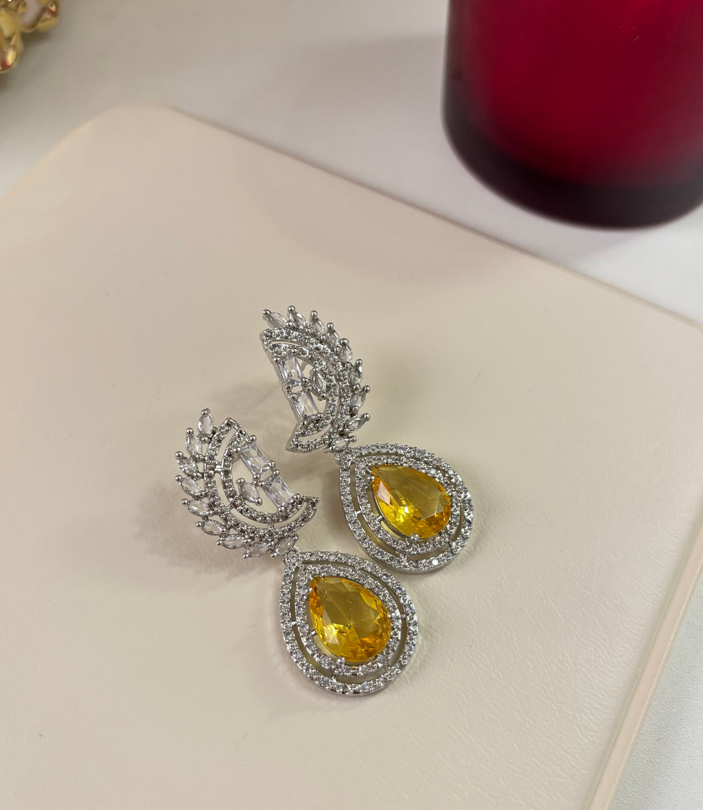 Yellow American Diamond Earrings