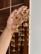 Neetika Kashmiri Long Earrings (Green & Ruby Mix)