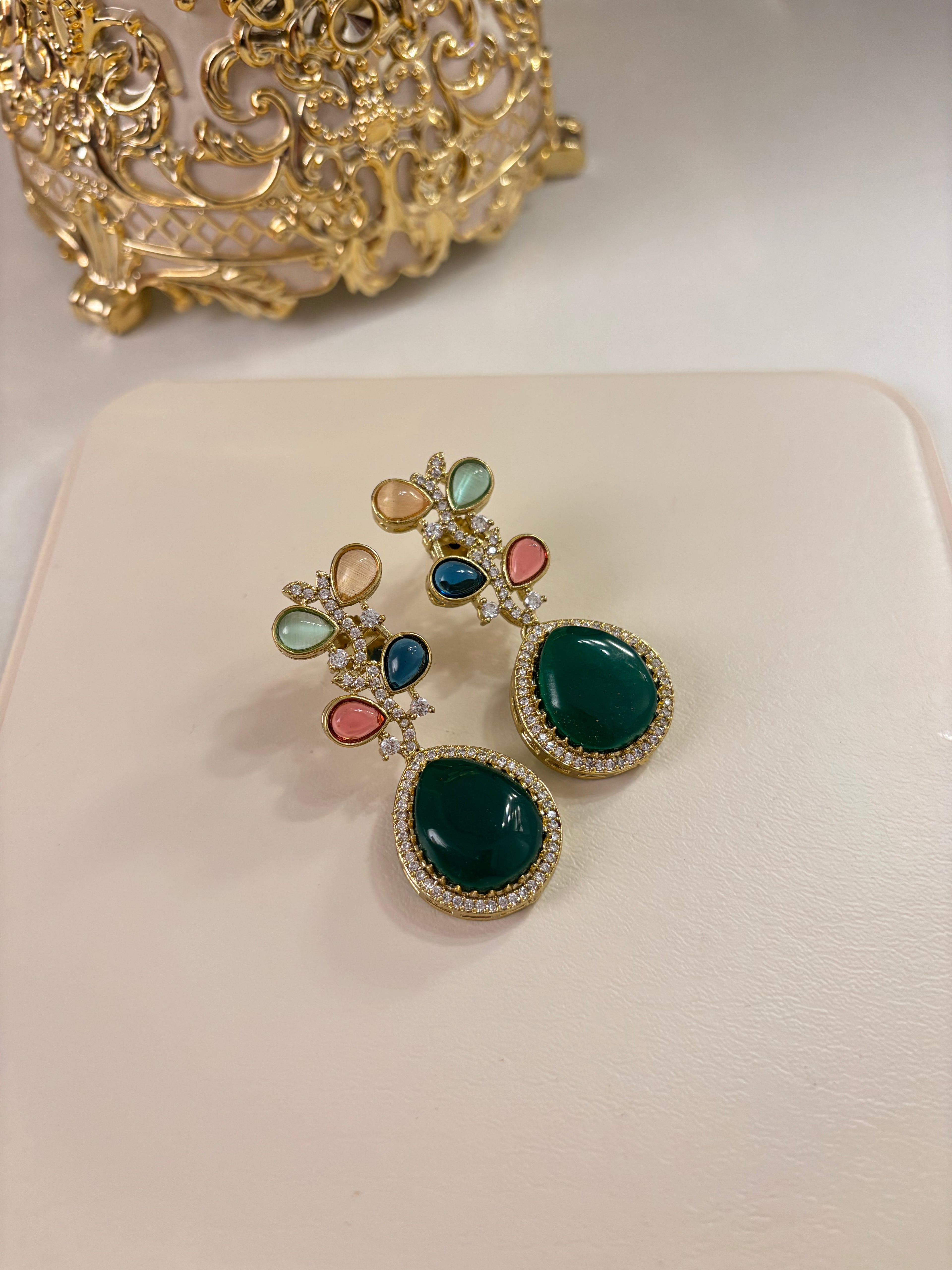 Premium Quality Moissanite Earrings (Multi & Green)