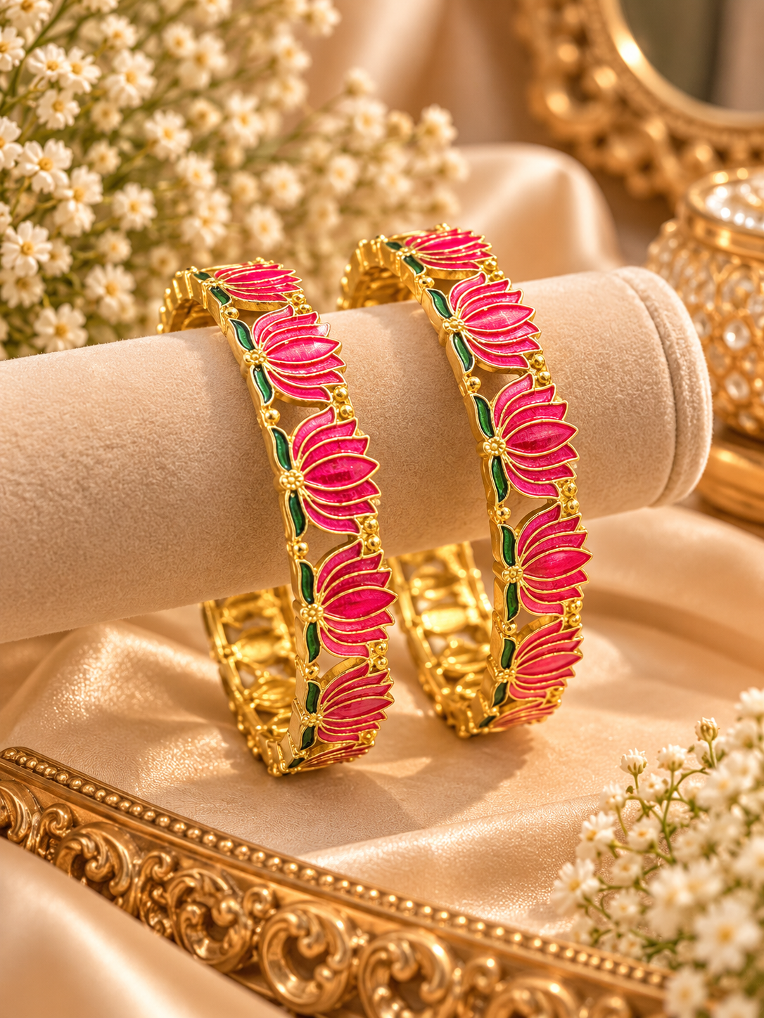 Pink Lotus Bangles