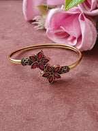 Flower Oxidised Openable Bracelet