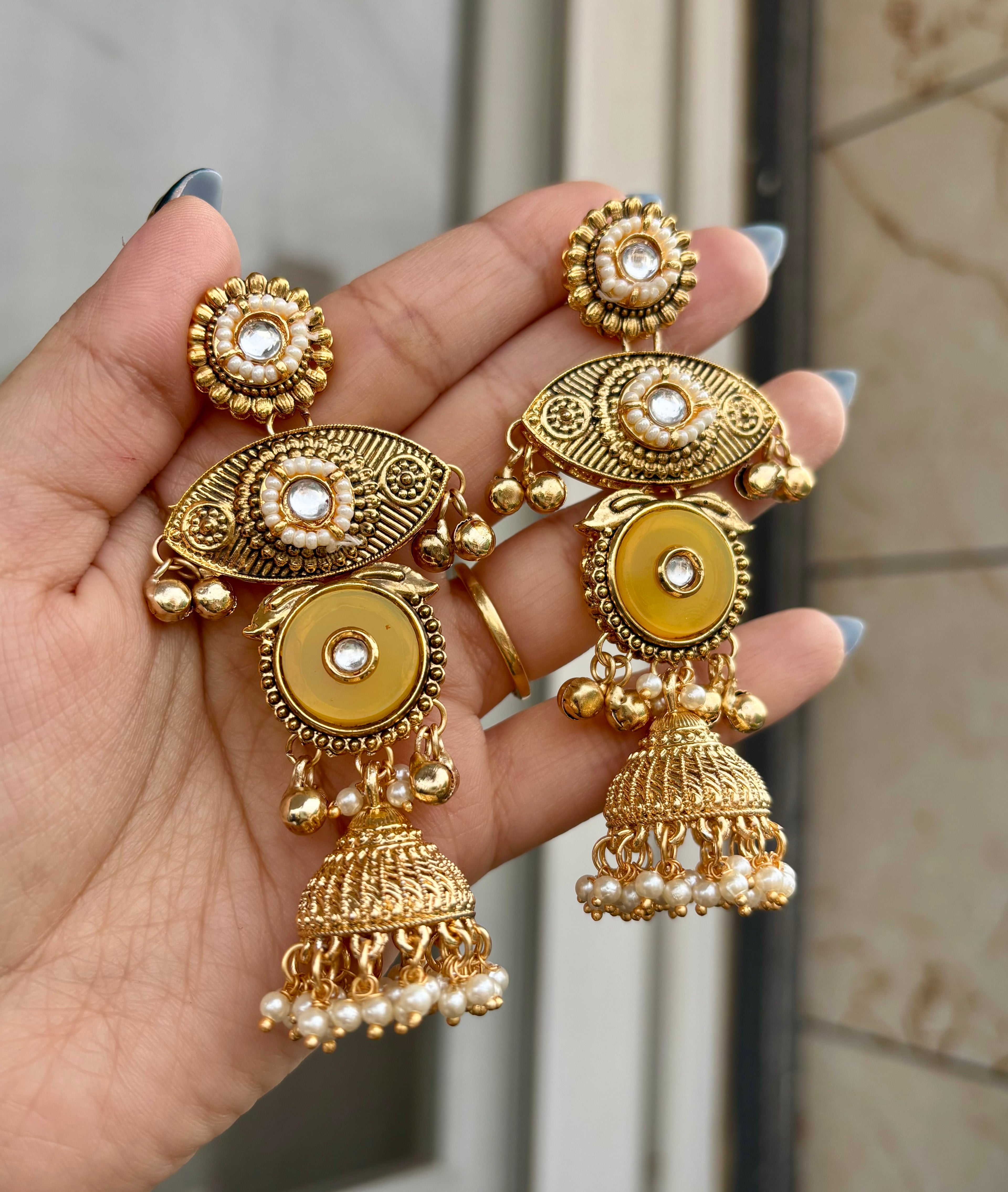 Priya Yellow Kashmiri Earrings