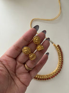 Sleek Gold Look Like Ruby Necklace With Jhumki