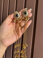 Black Kundan Touch Long Kashmiri Earrings