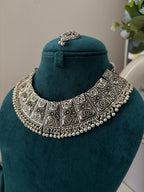 Tanisha Silver Necklace With Mang Tikka & Earrings
