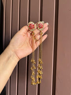 Red Oval Kashmiri Long Earrings