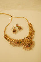 Ashika Temple Jewellery Necklace With Jhumkas