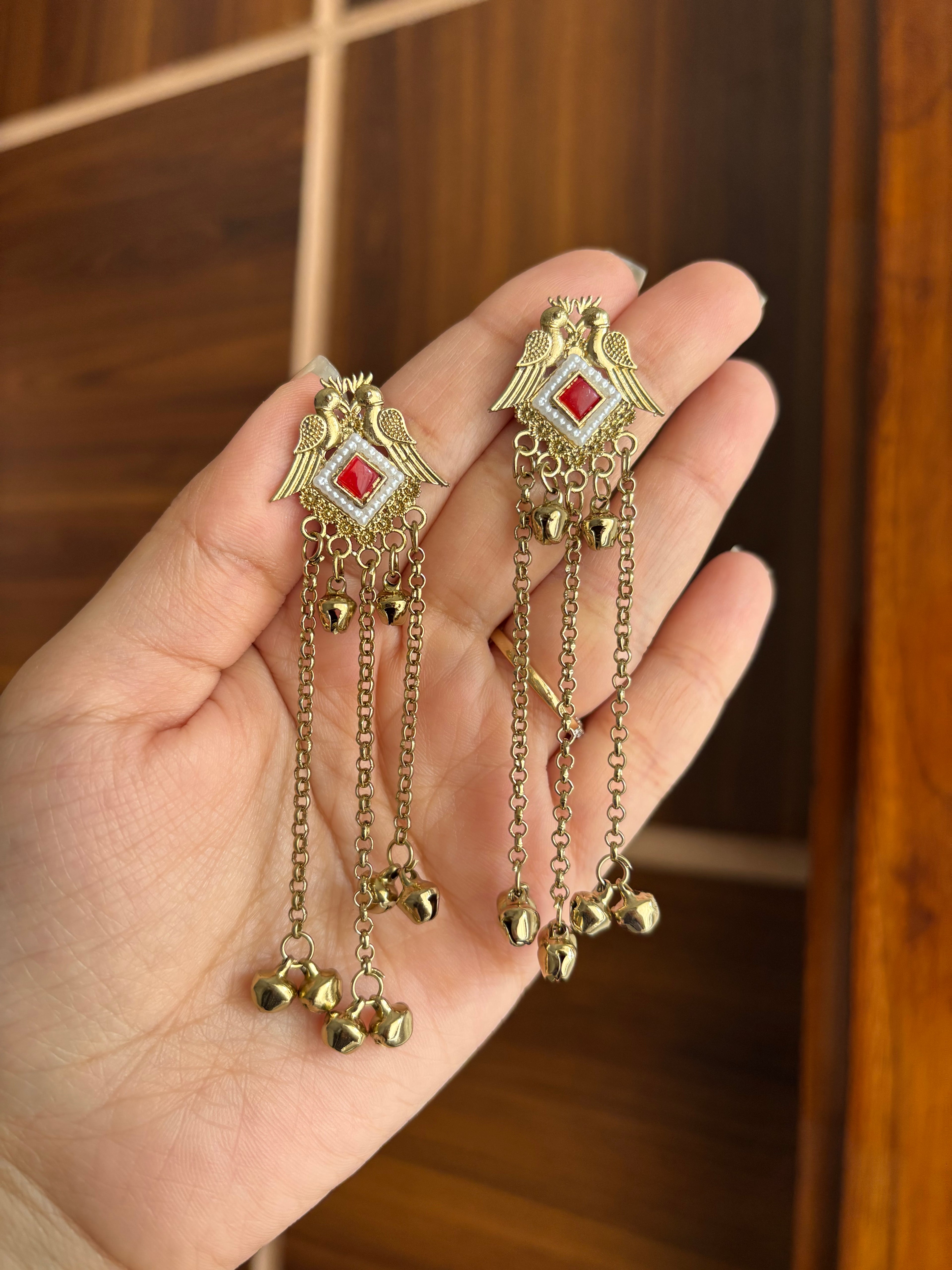 Pihu Kashmiri Earrings (Red)