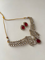 Premium Swan Moissanite & Doublet Stones Work Necklace With Stud