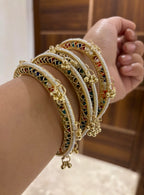 High Quality Designer Pearl & Ghungroo Touch Bangles ( Set Of 4 )