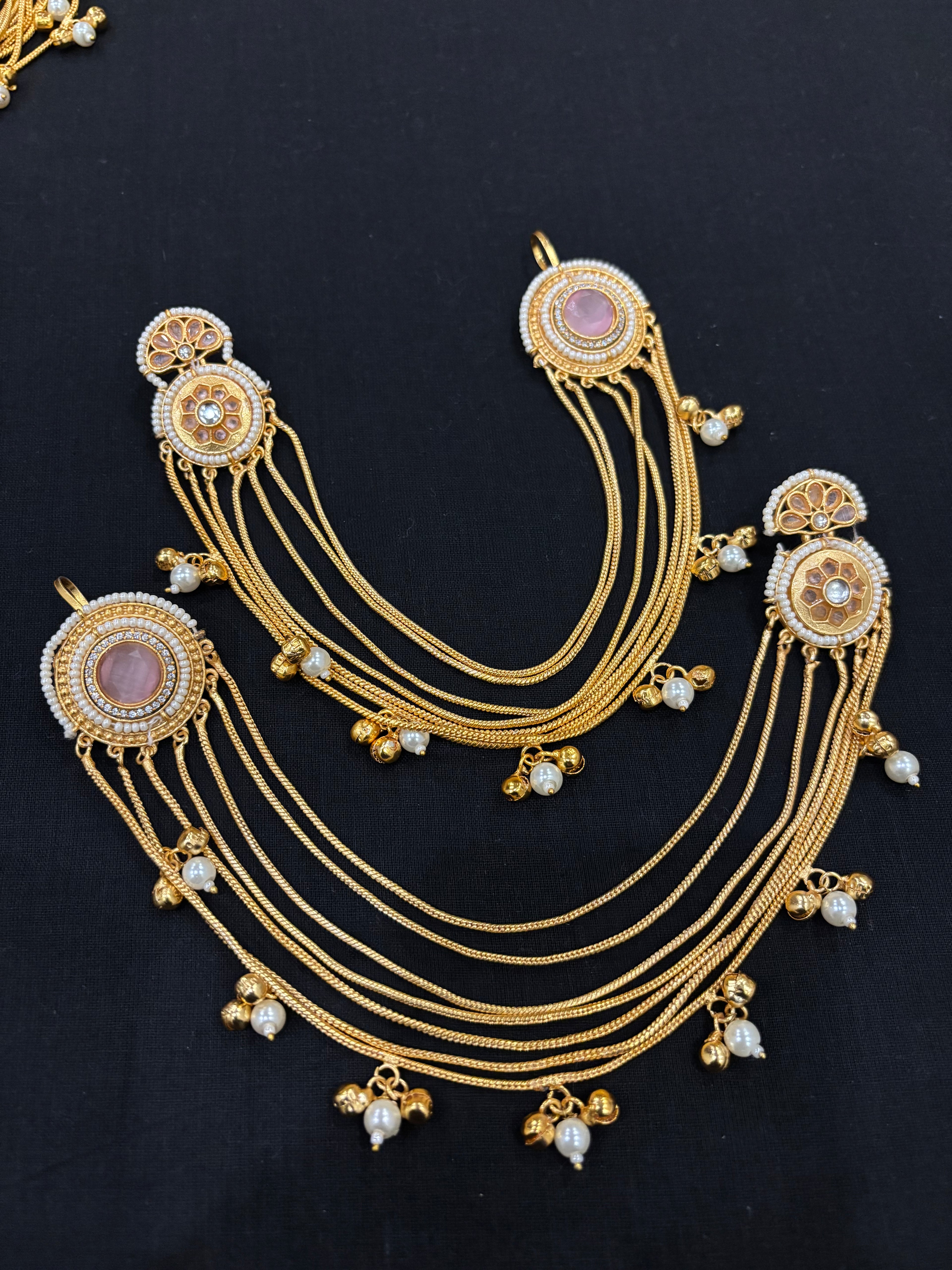 Tara Designer Earrings With Side Layers ( Baby Pink )