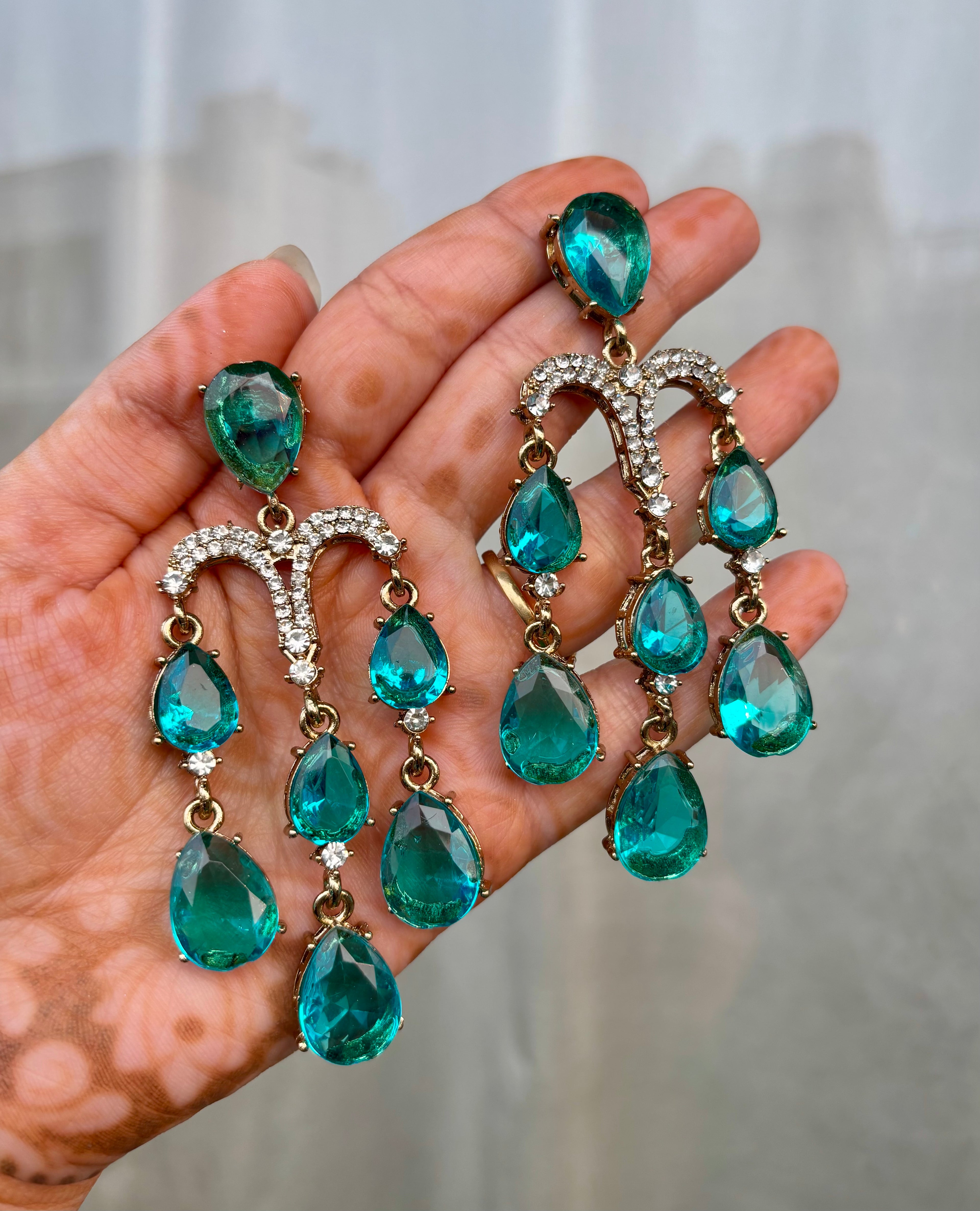 Turquoise Crystal Drop Earrings