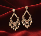 High Quality Designer Long Chandbali Earrings ( Ivory )
