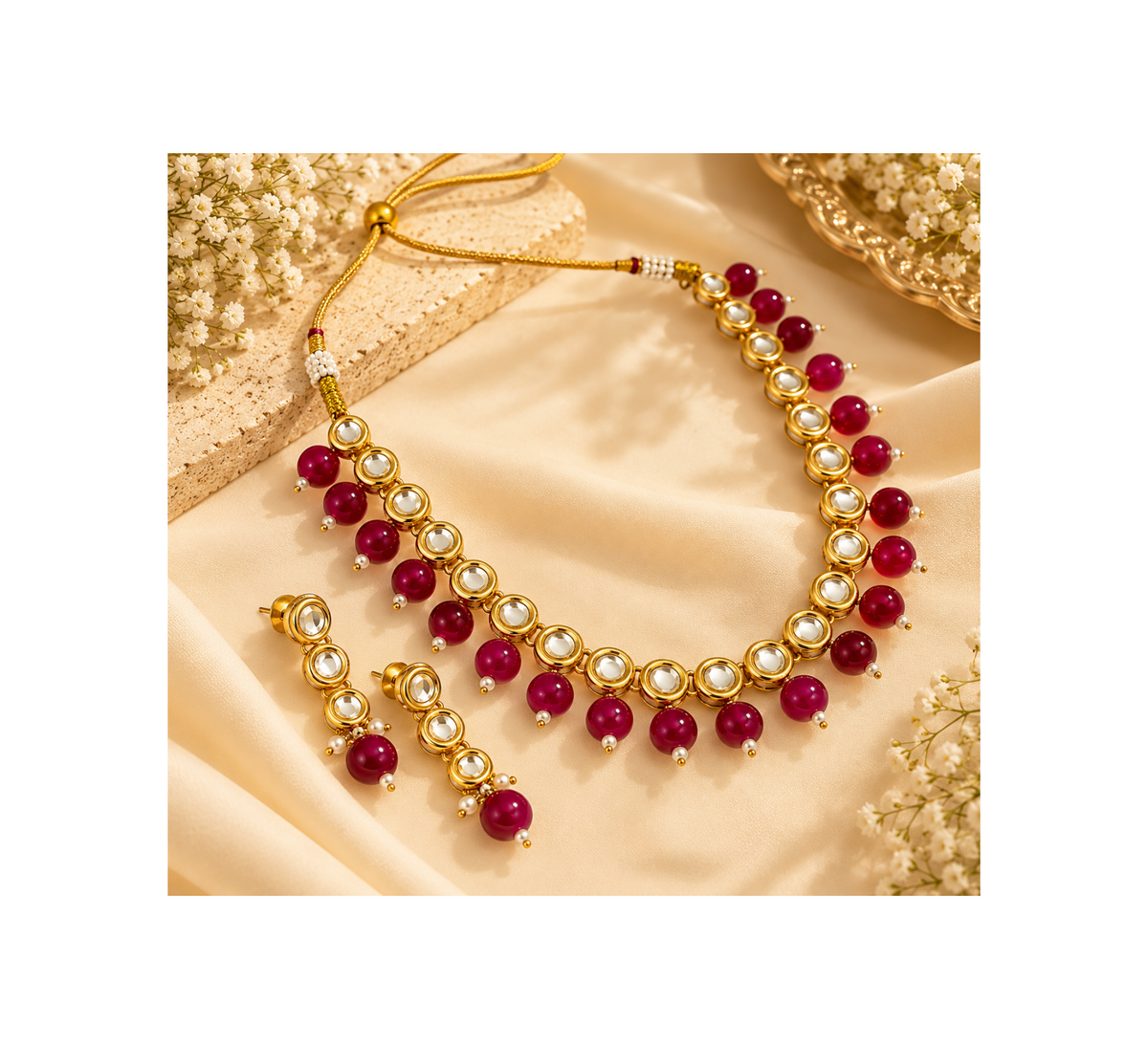 Mazanta Sleek Necklace With Earrings
