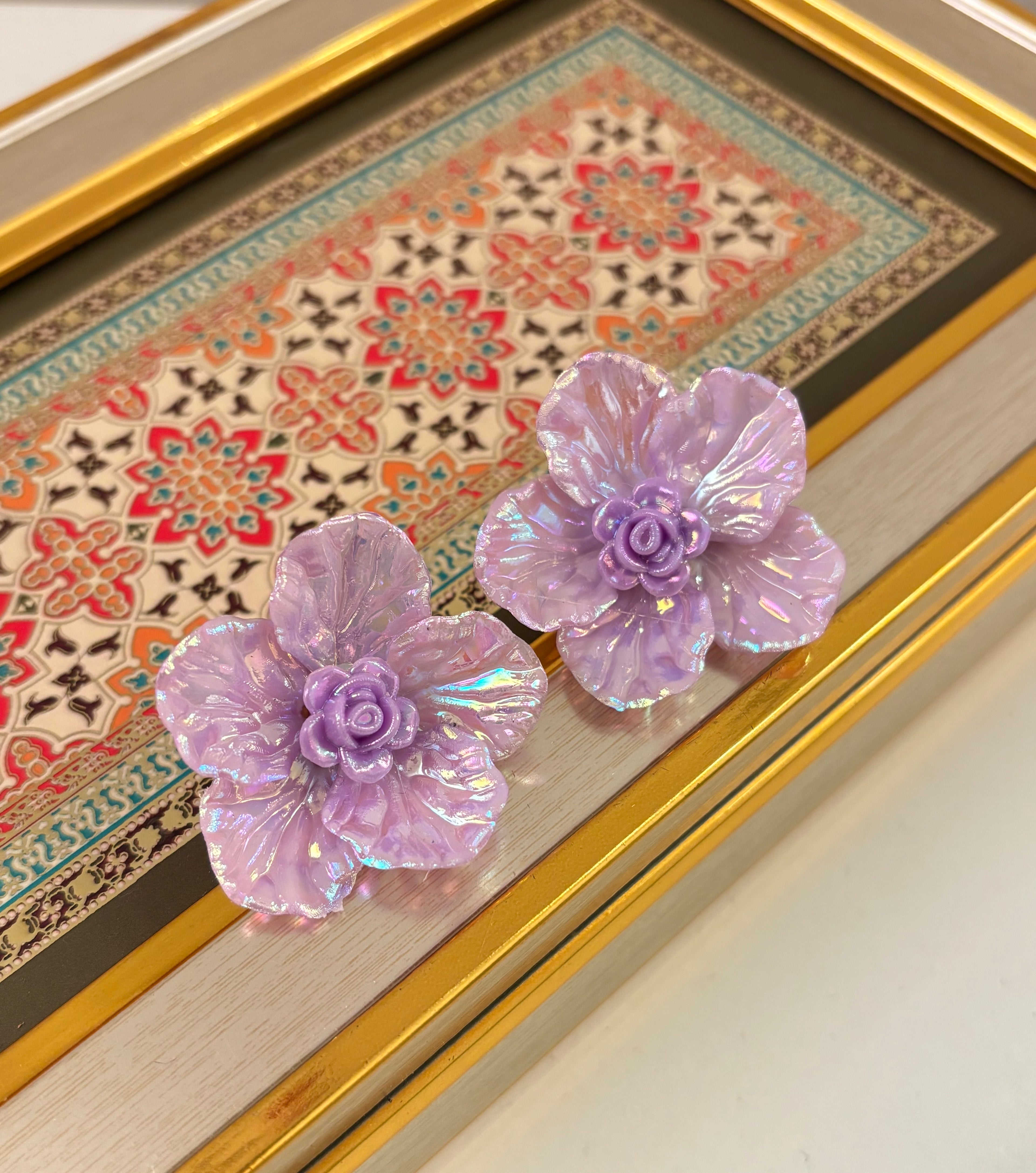 Lavender Rose Petal Earrings